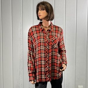 *Time and Tru Women's Plaid Button Up Top Size XL